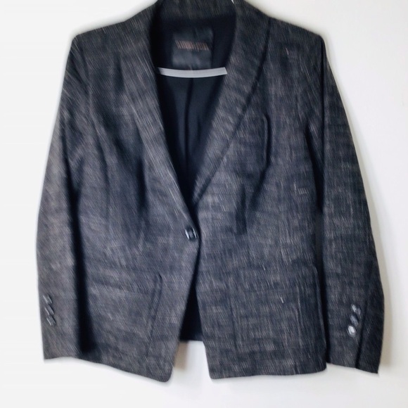 Classifies Entier blazer women 12 grey black Virgin wool linen - Picture 3 of 7